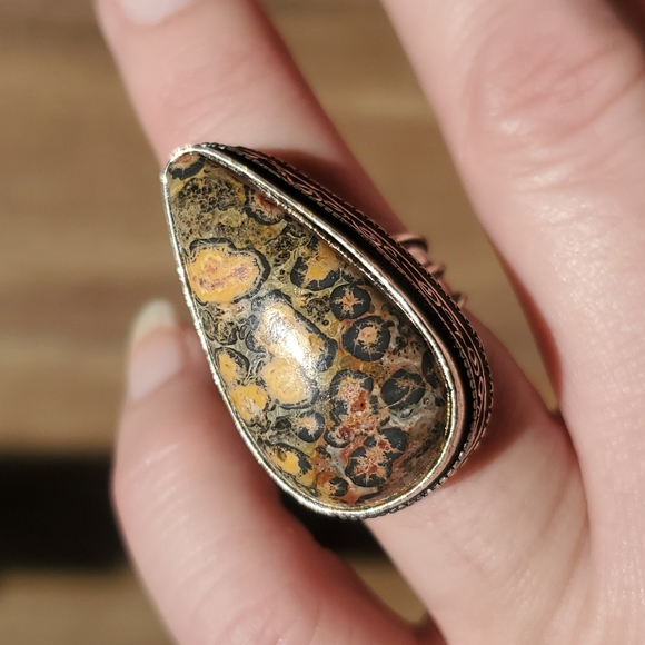 New Leopard Skin Jasper 925 Silver Ring. - Picture 5 of 12